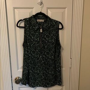 Michael Kors Green Mandarin Collar Blouse